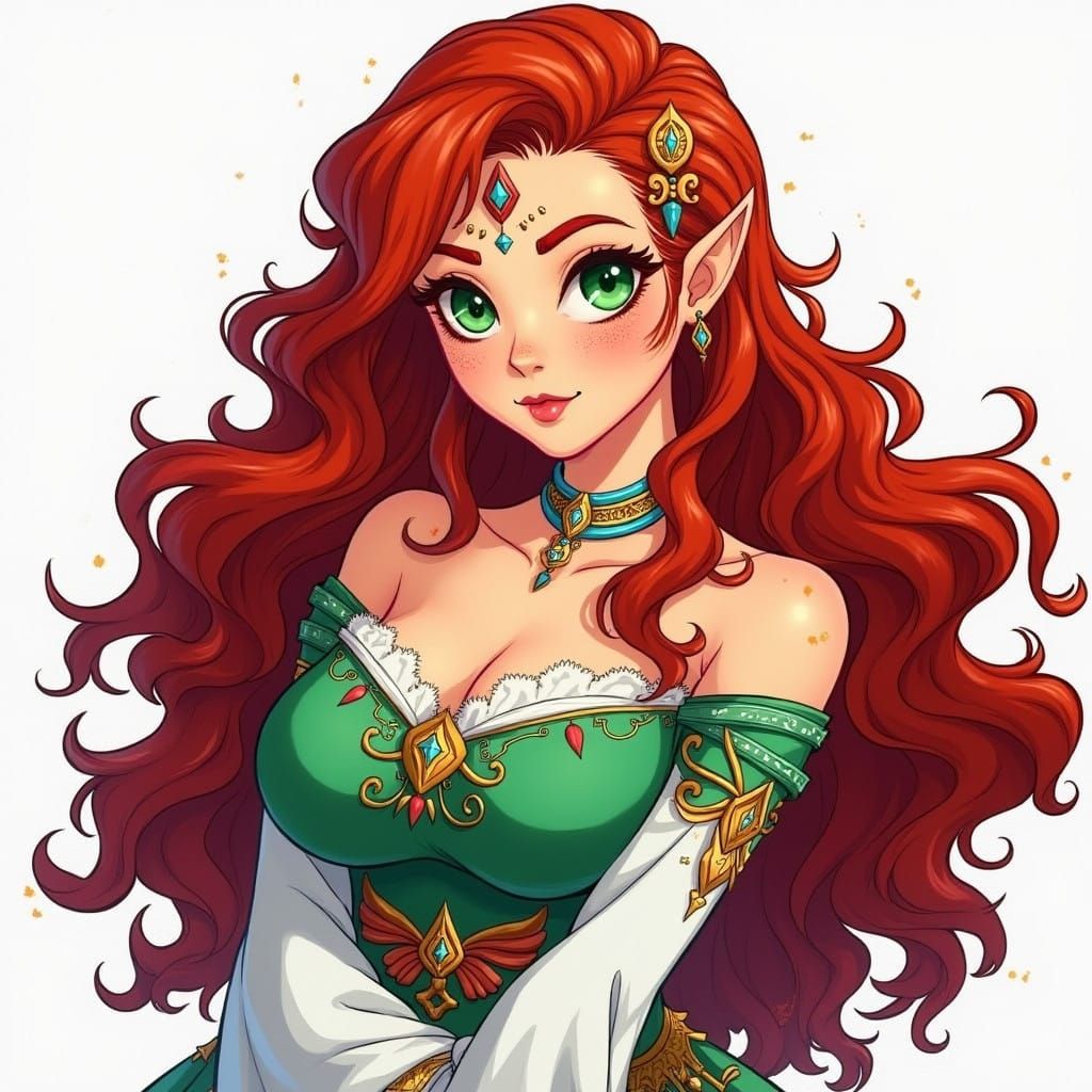 Mystical Fantasy Woman in Legend of Zelda-Inspired Dress wit...