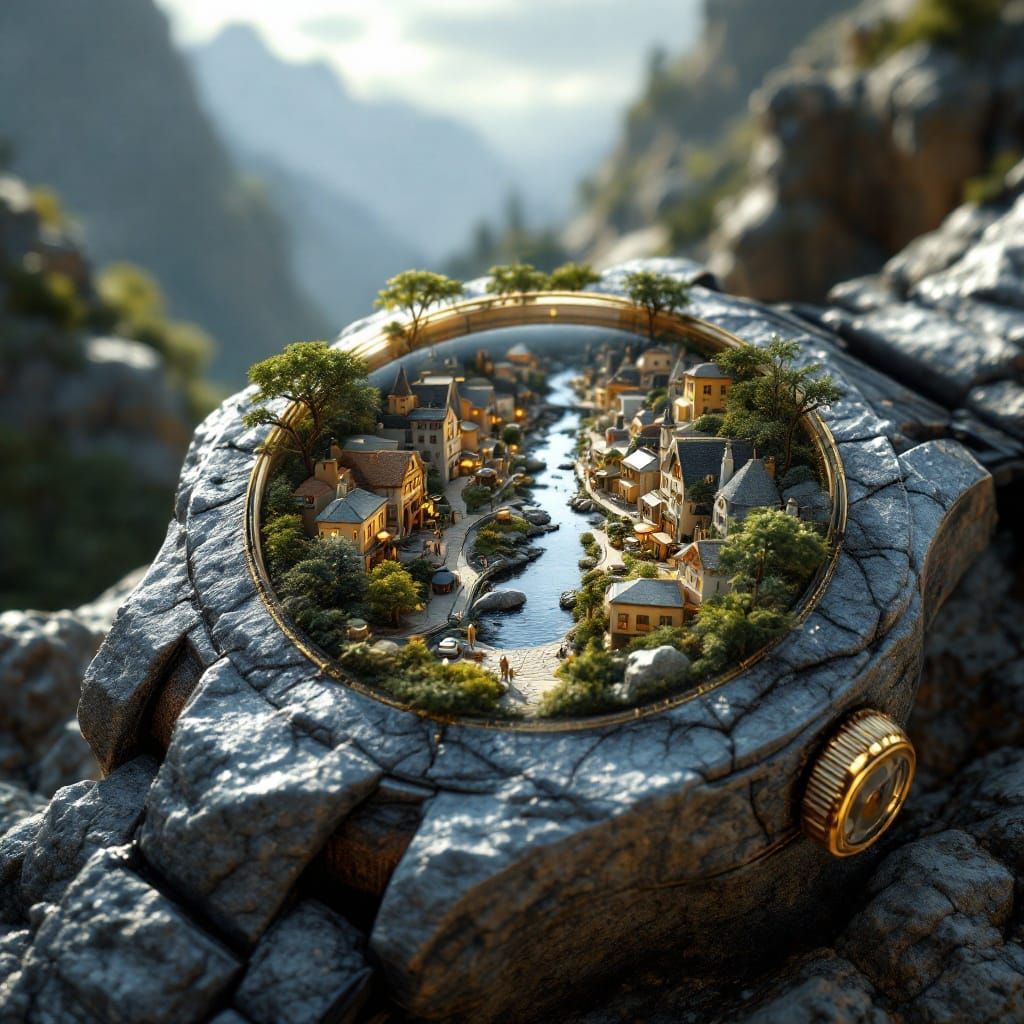 Luxury Watch Transforms into Miniature Village in Hyper-Real...