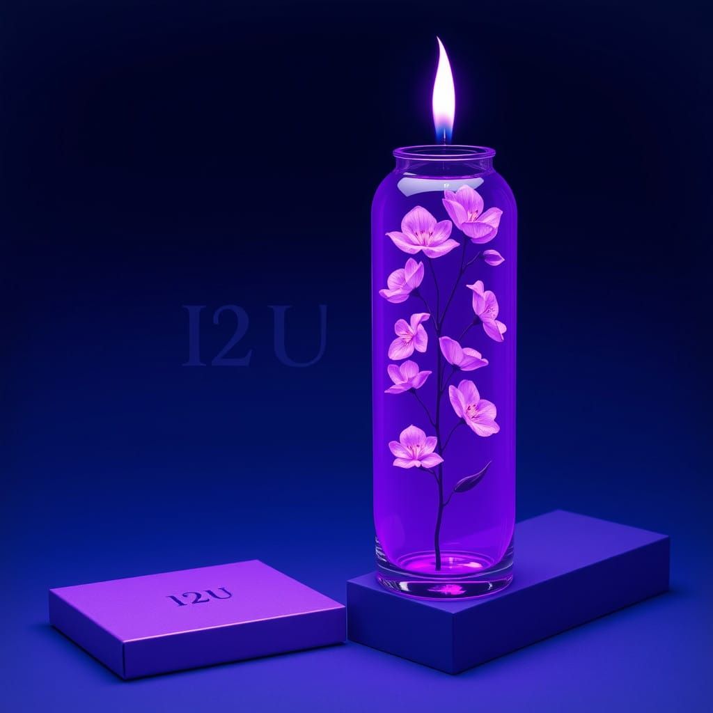 Ethereal Glass Light Stick with Lillies and Initials in Fant...