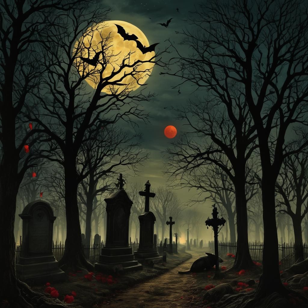 Gothic Cemetery: Dark Fantasy Illustration