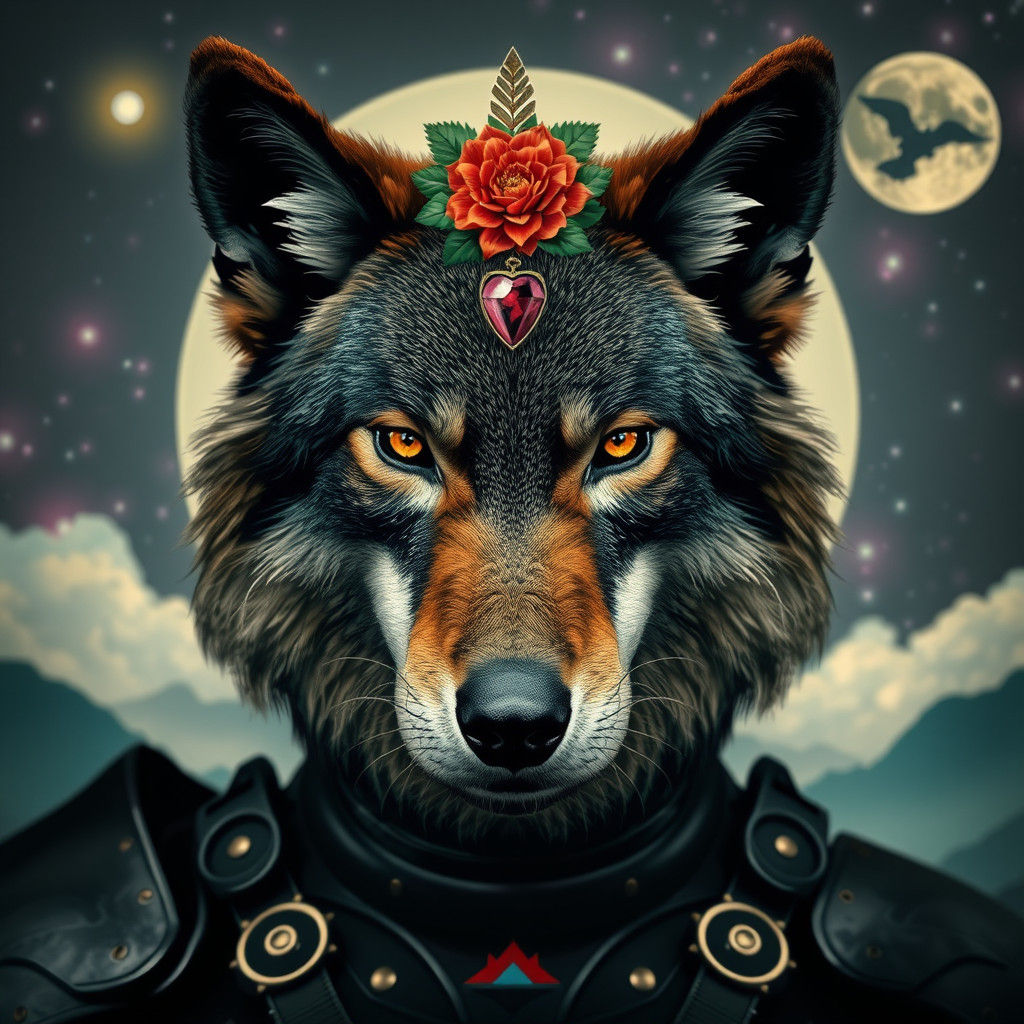 Surrealist Hybrid Creature in Futuristic Armor