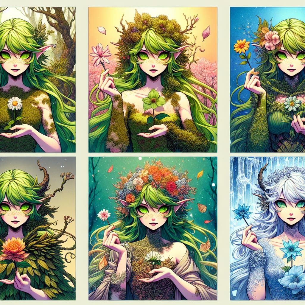 Four Seasons Dryad in Manga Style