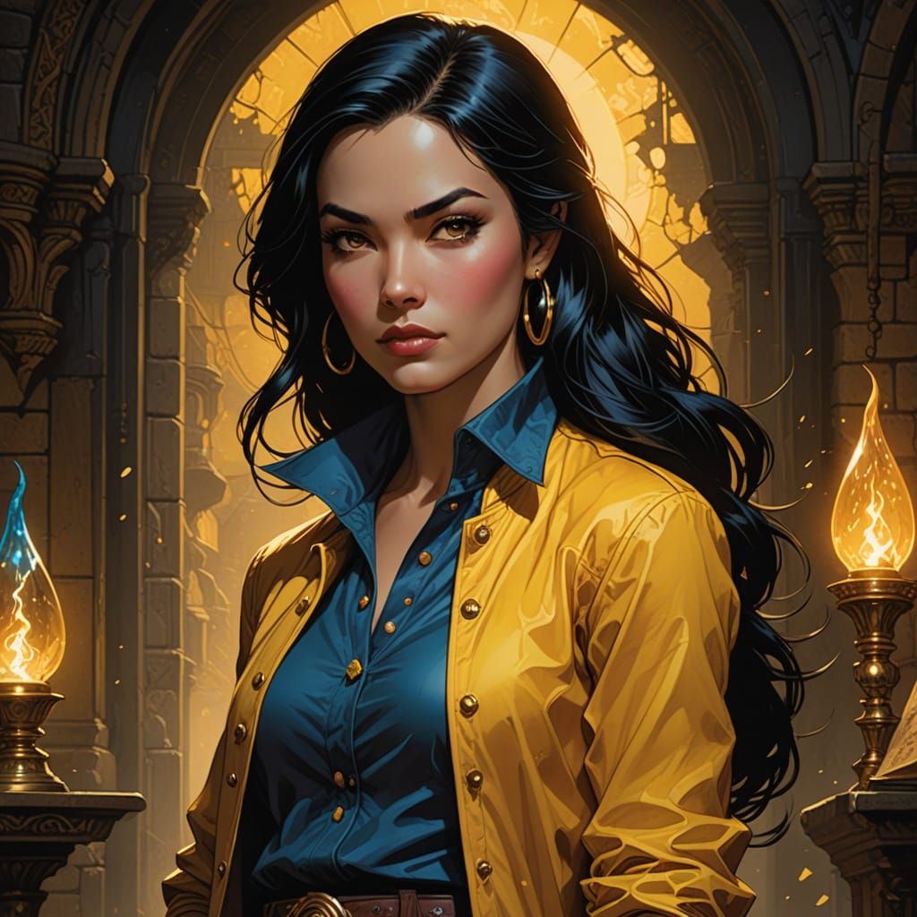 Sorceress in Comic Book Style Illustration