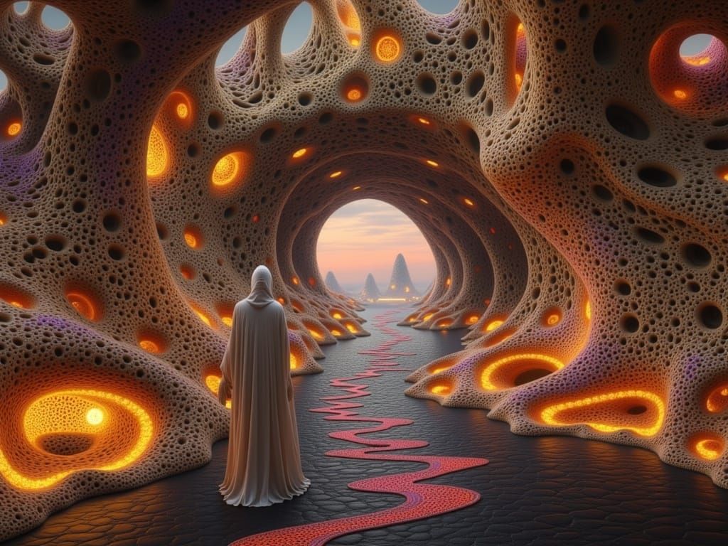 Mysterious Figure Walks Through Enchanted Forest