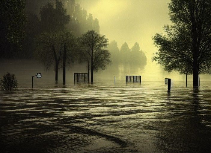 Photorealistic Flood Horror Landscape in 4K Resolution