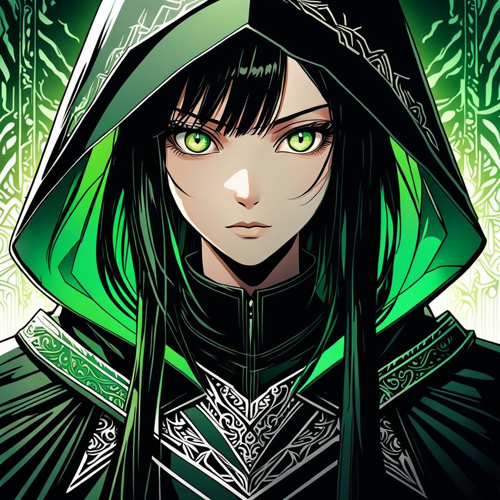 Anime Woman with Long Hair in Cel-Shaded Style