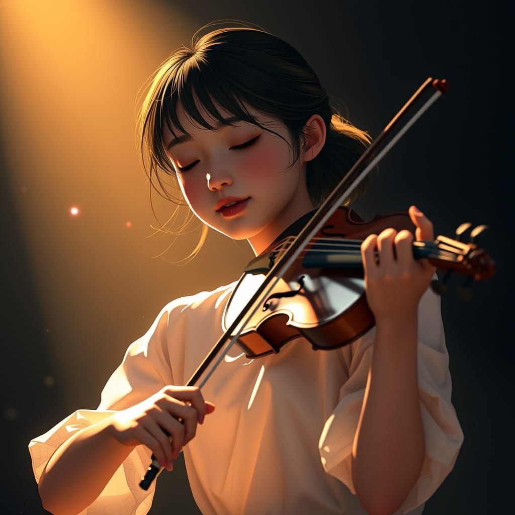 Ethereal Violinist in Spotlight Serenade