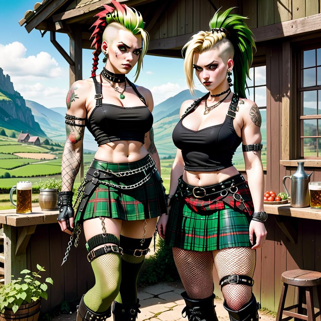 Contrasting Women Overlook Rural Valley