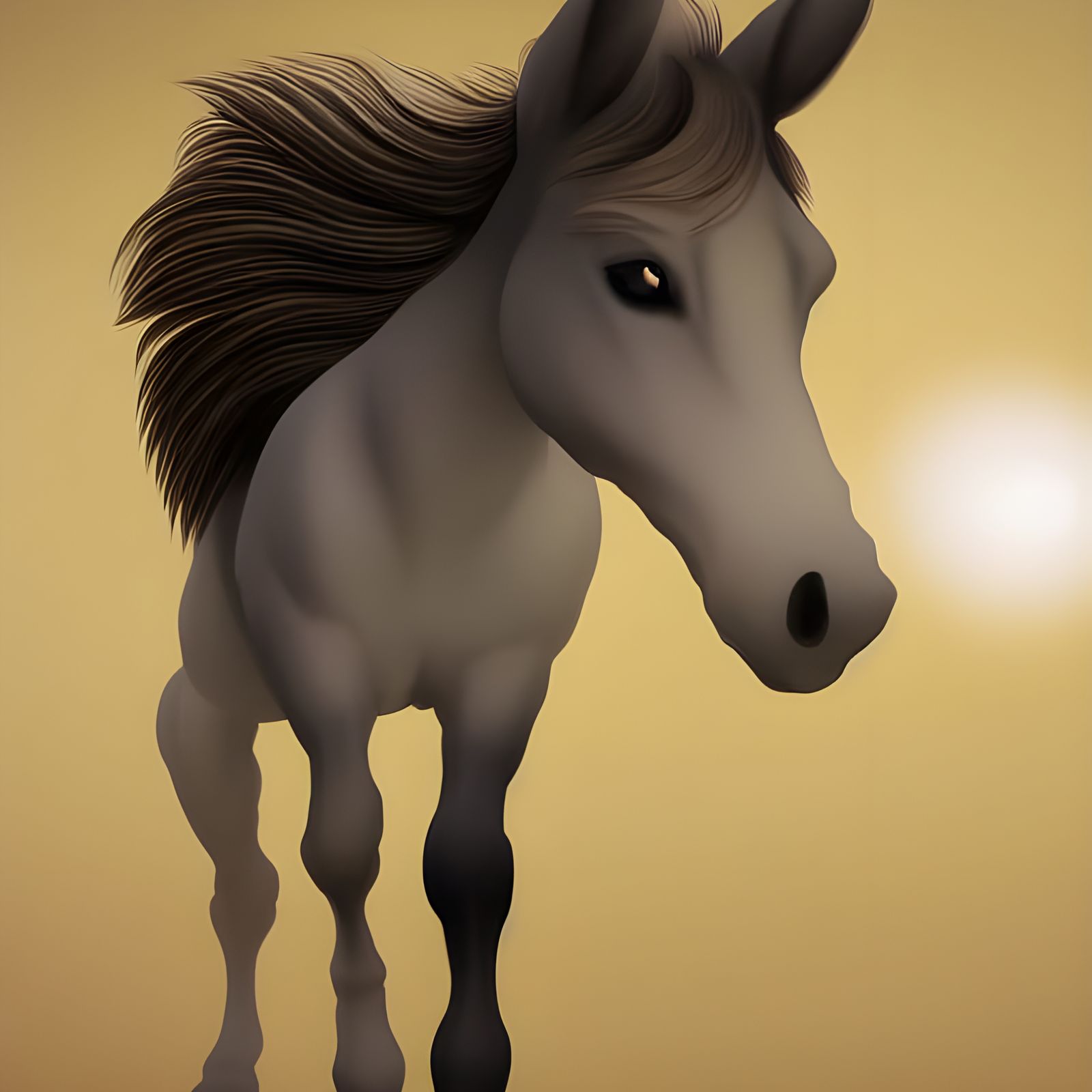 Surreal Three-Legged Horse with Magical Light Particles