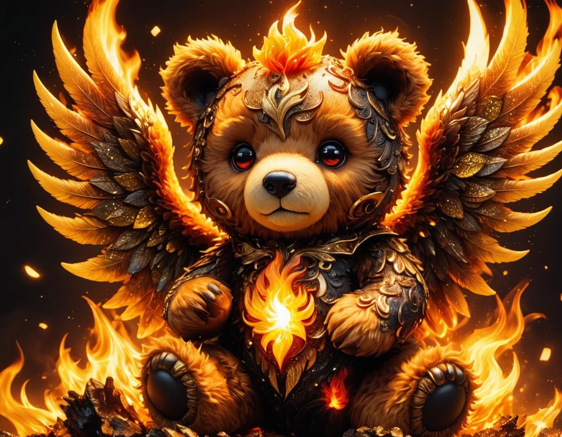 Flaming Winged Teddy Bear 5
