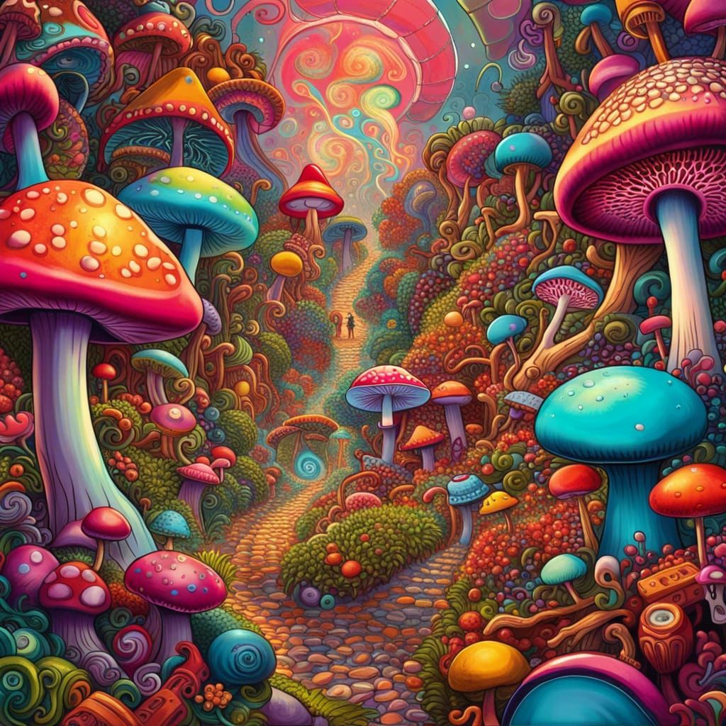 Psychedelic Magic Mushroom Pinball in Candy Art Style