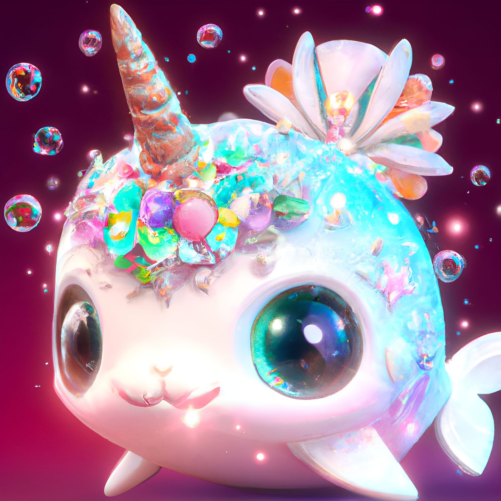 Cute Candy Narwhal with Crystalline Horn