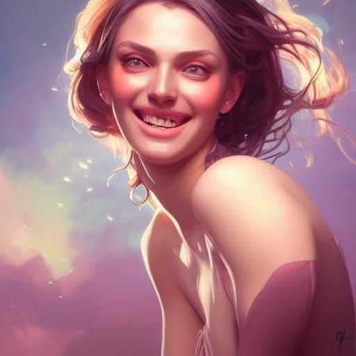 Heavenly Portrait of a Trans Woman in Art Nouveau Style