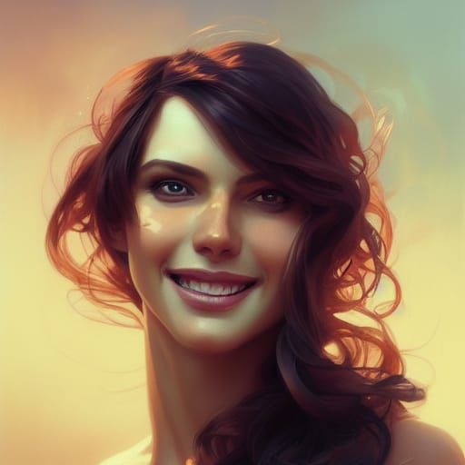 Heavenly Trans Woman Portrait in Digital Art Style