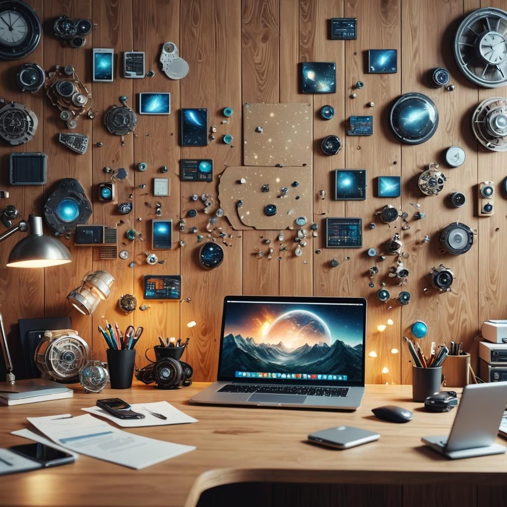 Sci-Fi Office with Laptop and Dream Board in 4K