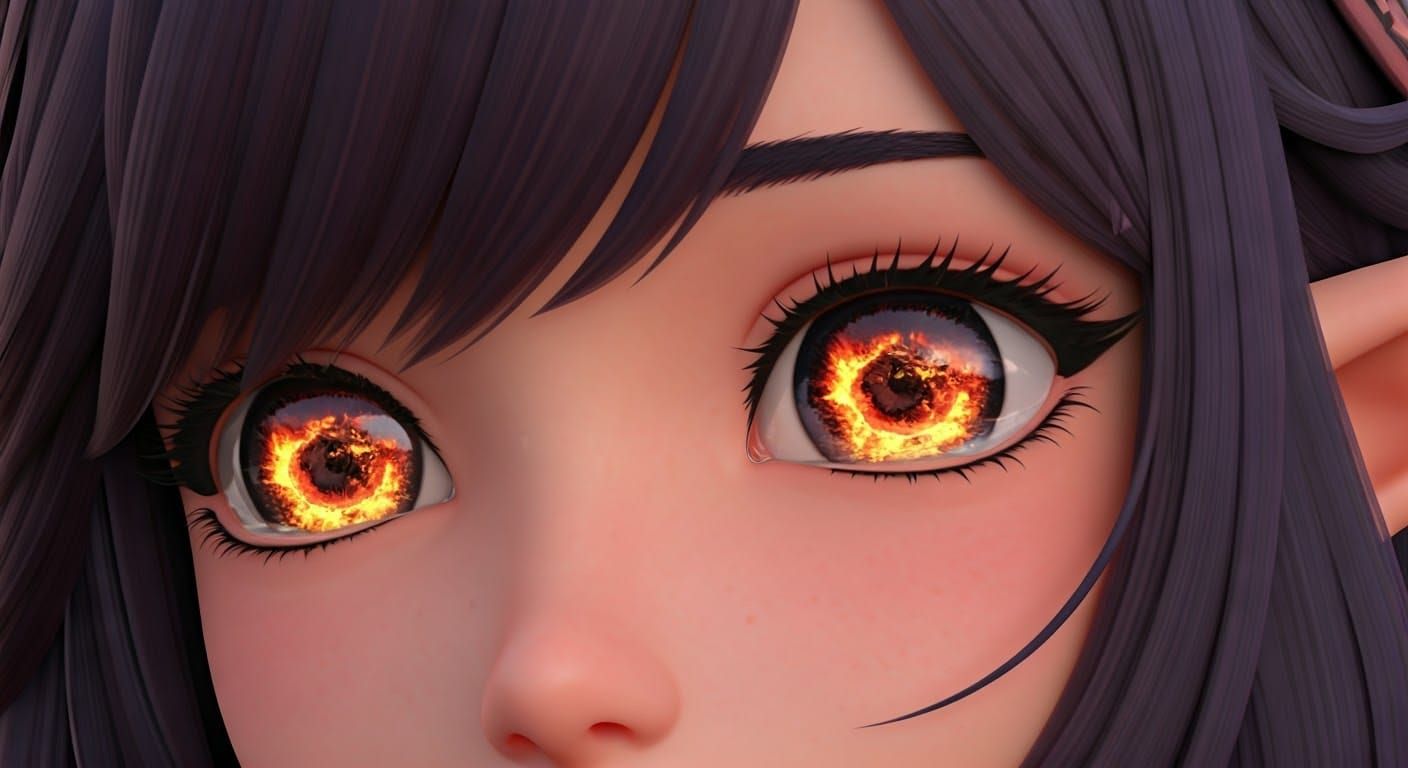 Stunning Anime Elf Girl with a Haunting Eye Reflection