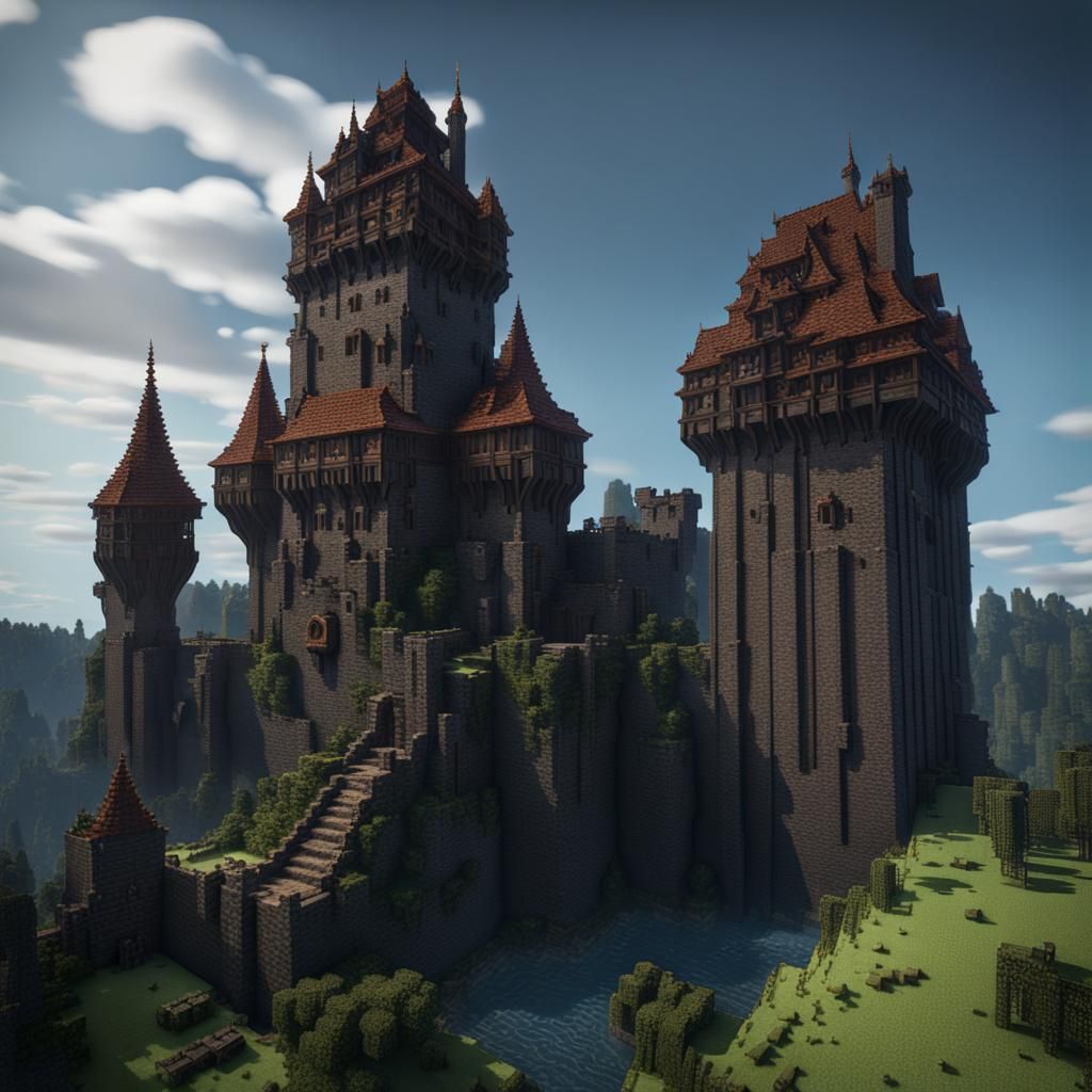 Evil Minecraft Pillager Castle Tower in Detailed Matte Paint...