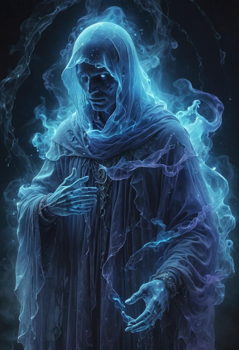 Ethereal Ghost in Swirling Mist: Magic Realism Portrait