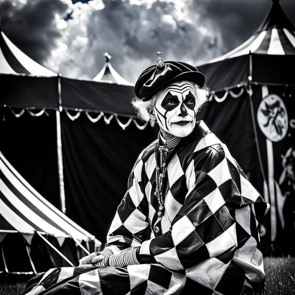 Monochrome Harlequin in Divine Sunlight