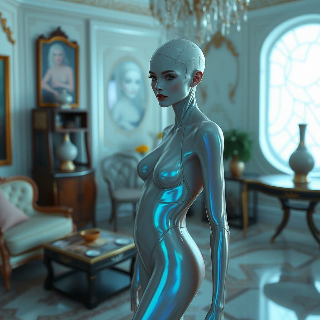 Posthuman Warping Reality in Surreal Biomechanical Room