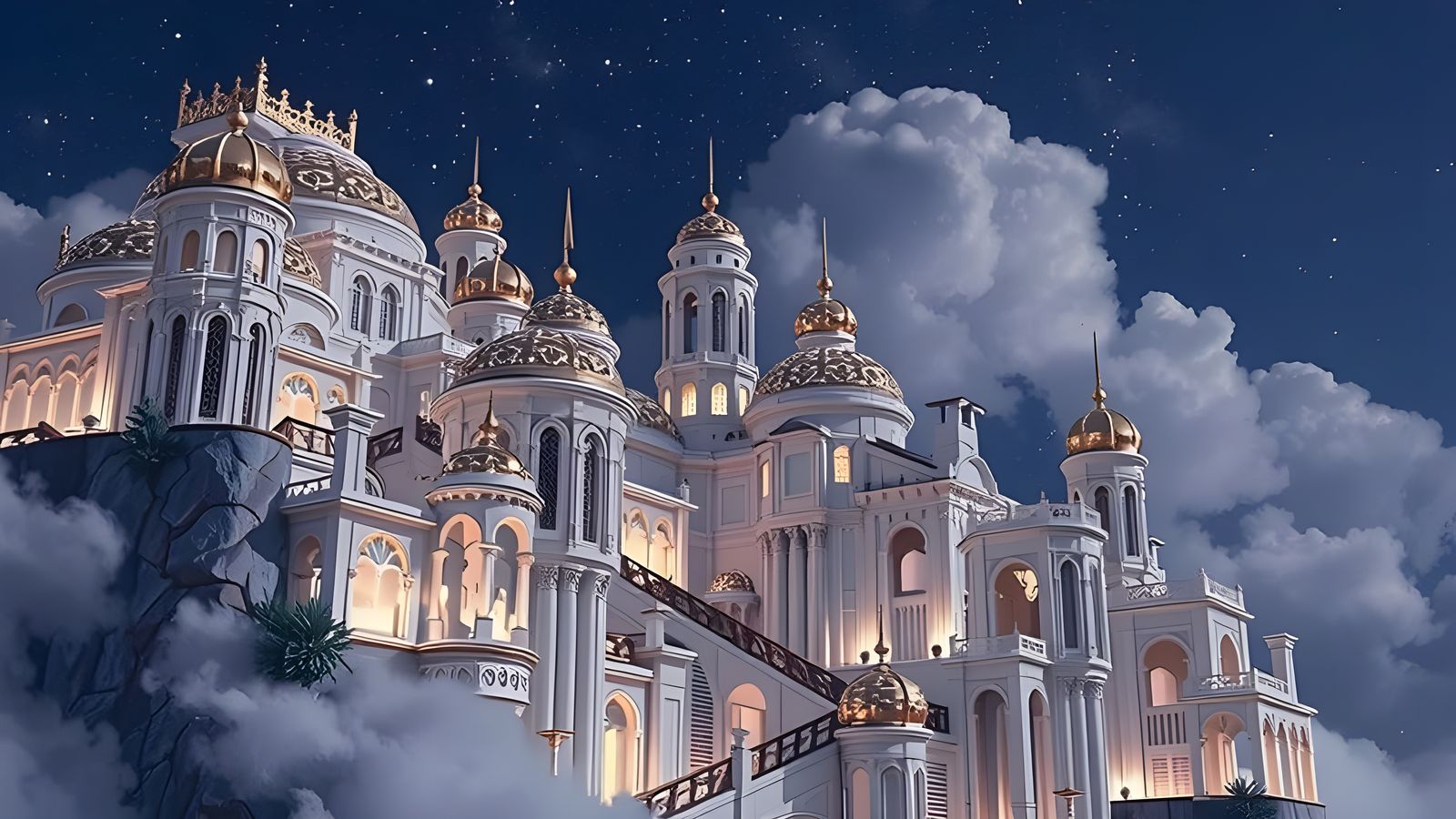 Celestial Palace of Starlight and Nebulae Amidst Cosmic Clou...