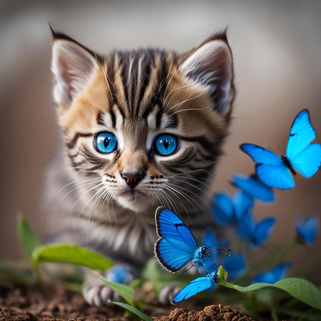 Kitten with Butterfly on Nose