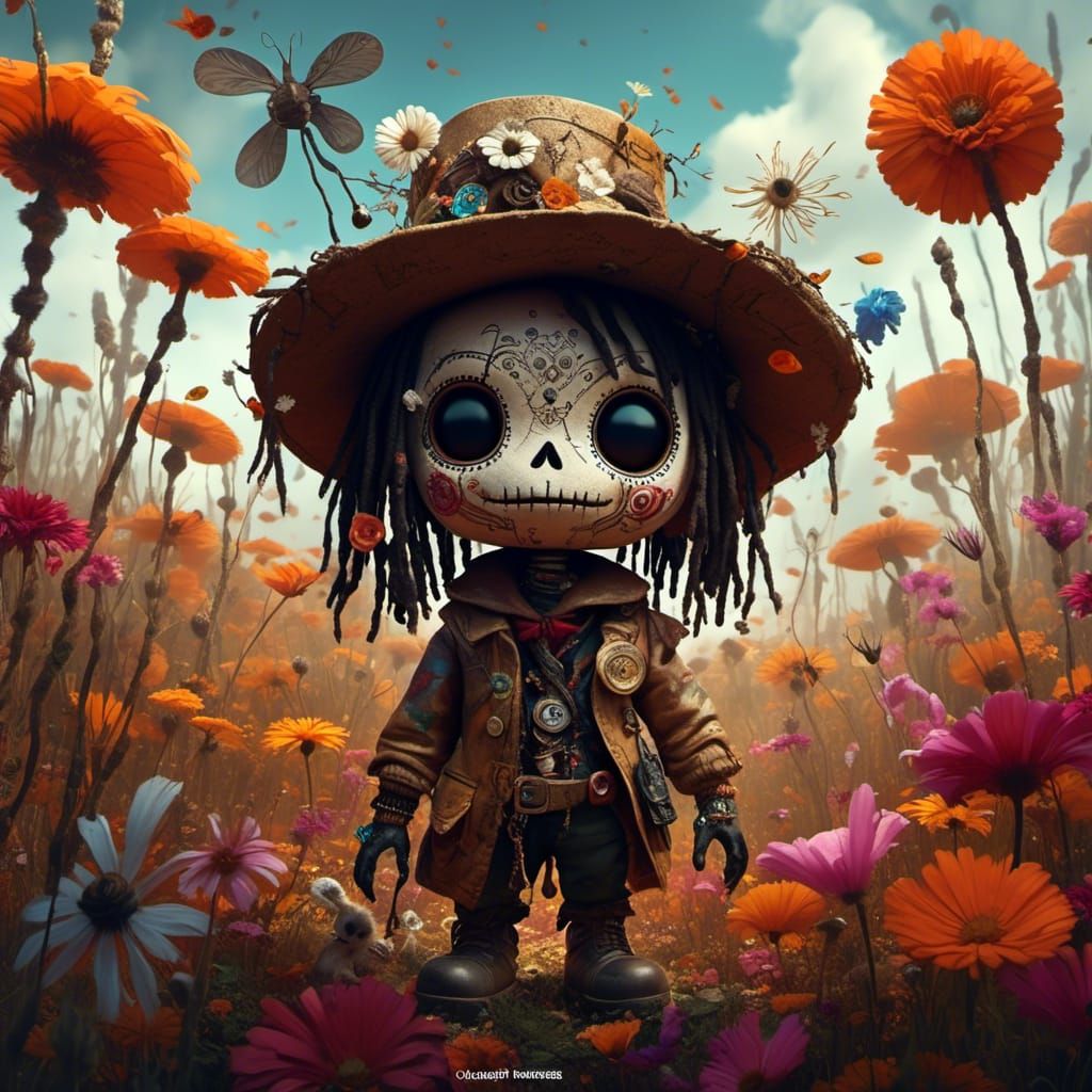 Chibi Voodoo Doll Explorer in Flower Field