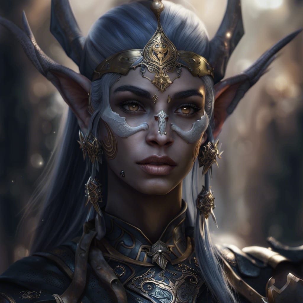 Beautiful High Elf in Celestial Armor Concept Art