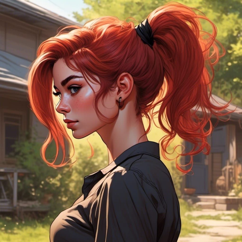 Tiefling Comic Book Portrait in Anime Style