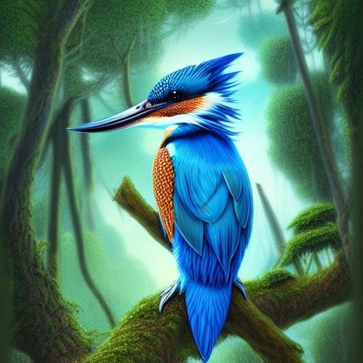 Anime Kingfisher in Hoodie: 3D Rendered Bird Portrait