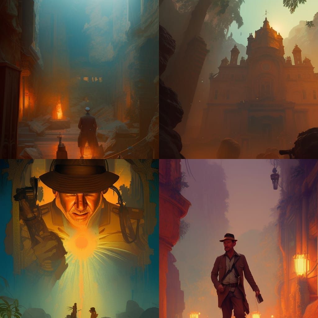 Indiana Jones as Art Nouveau Portrait