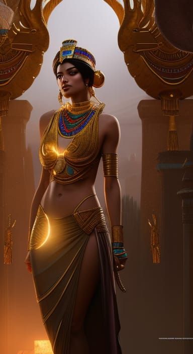 Egyptian Fertility Goddess in Hyperdetailed Digital Art