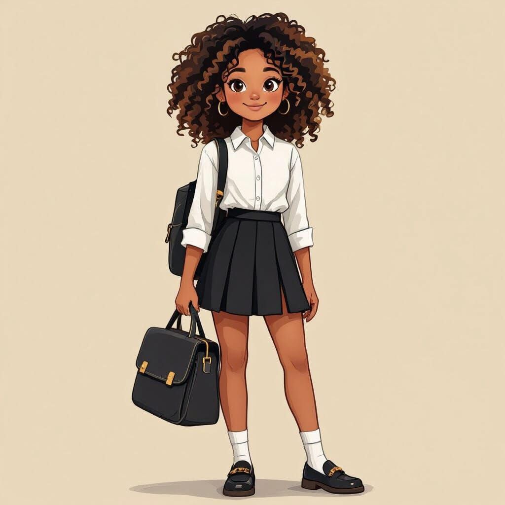 Girl in School Uniform Illustration
