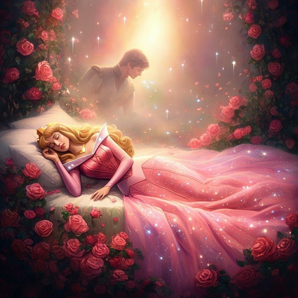 Sleeping Beauty in Celestial Dreamscape Digital Art