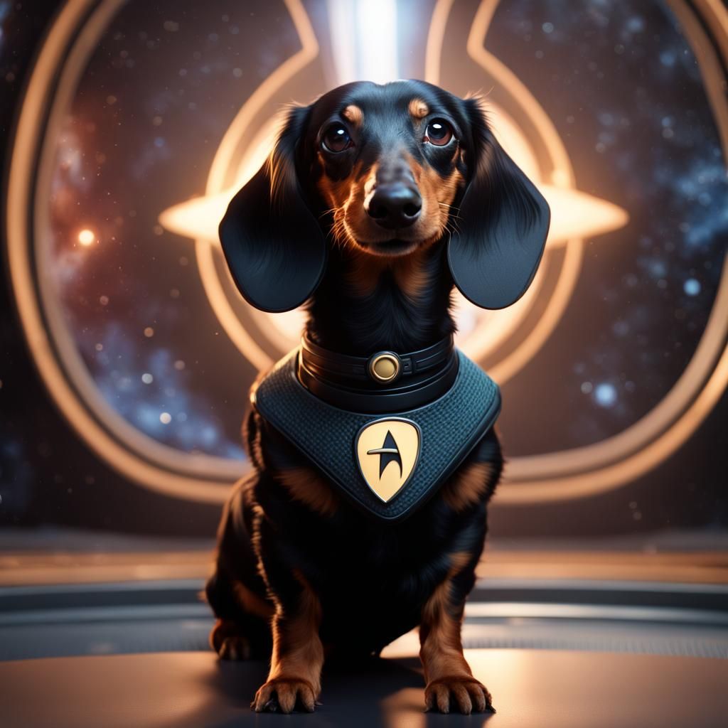 Dachshund in Star Trek Uniform: Detailed Fantasy Art