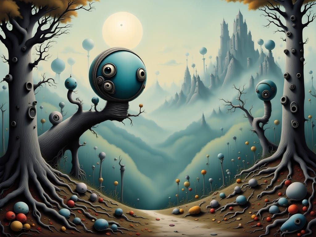 Surreal Machine on Misty Mountaintop