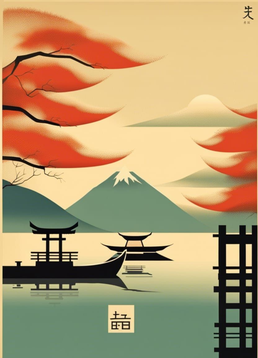 Minimalist Japanese Graphic Design Tourism Poster