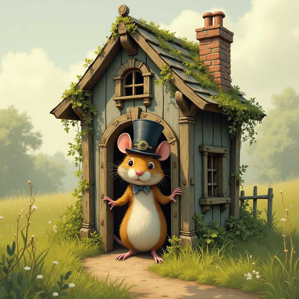 Whimsical Mouse House in Storybook Style