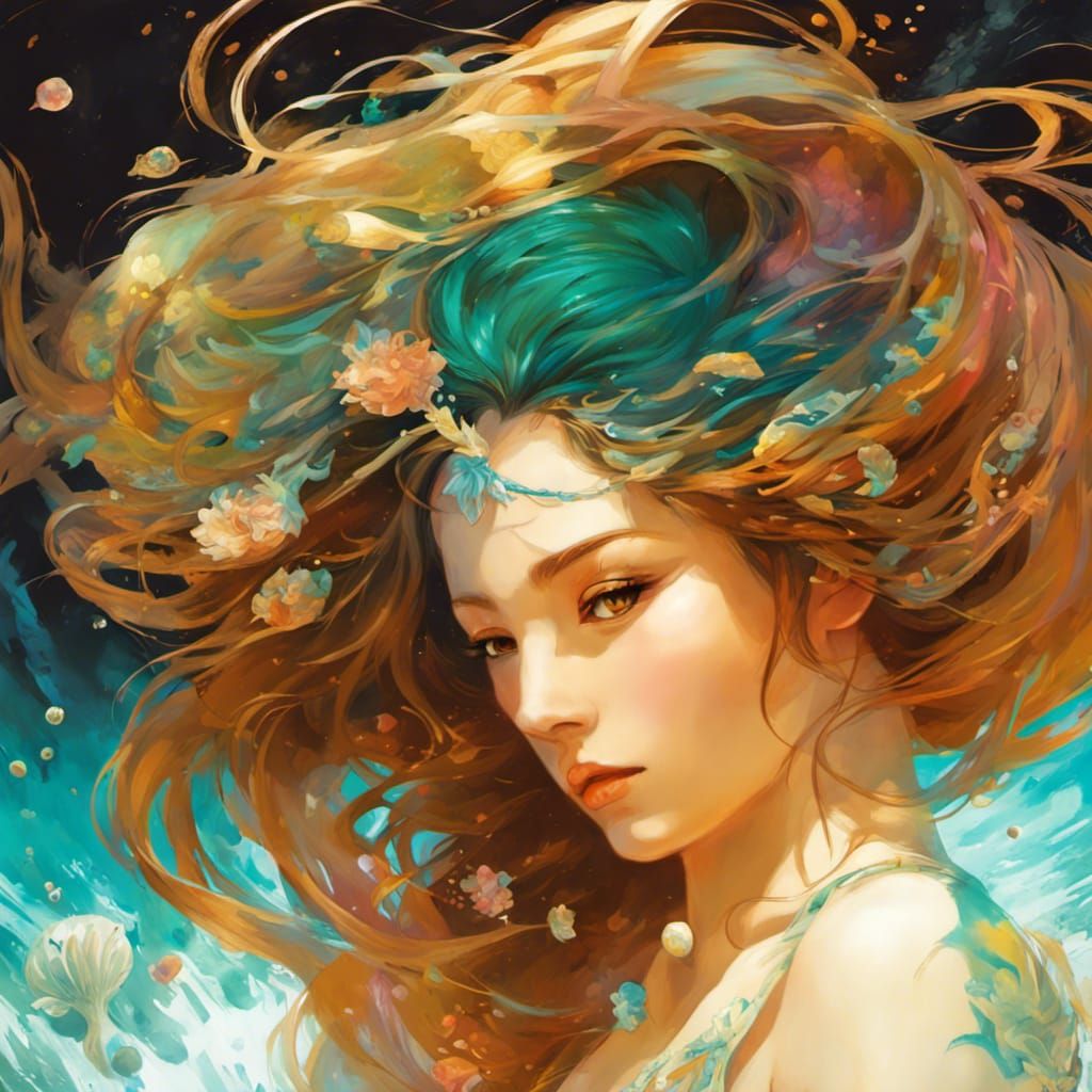 Enchanting Mermaid in Street Art Style