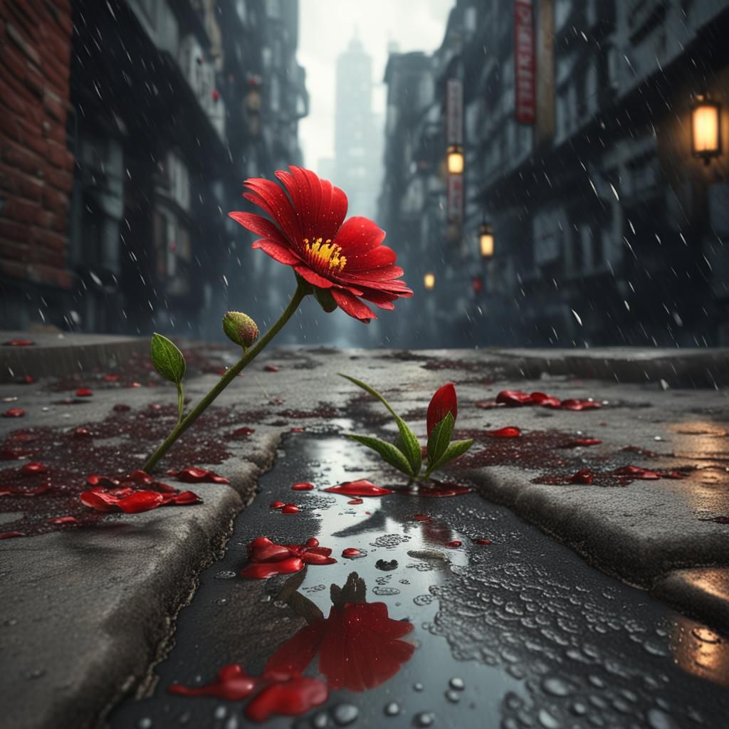Endless Cityscape with Flower, Detailed Matte Painting