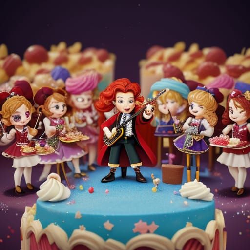 Chibi Conductor Leads Dessert Orchestra in Cake Hall