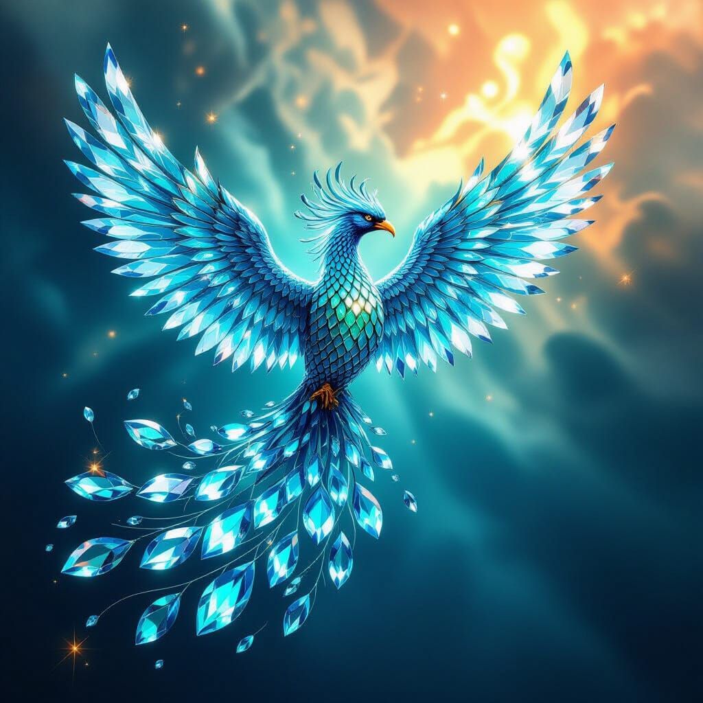 Turquoise Gemstone Phoenix in Flight