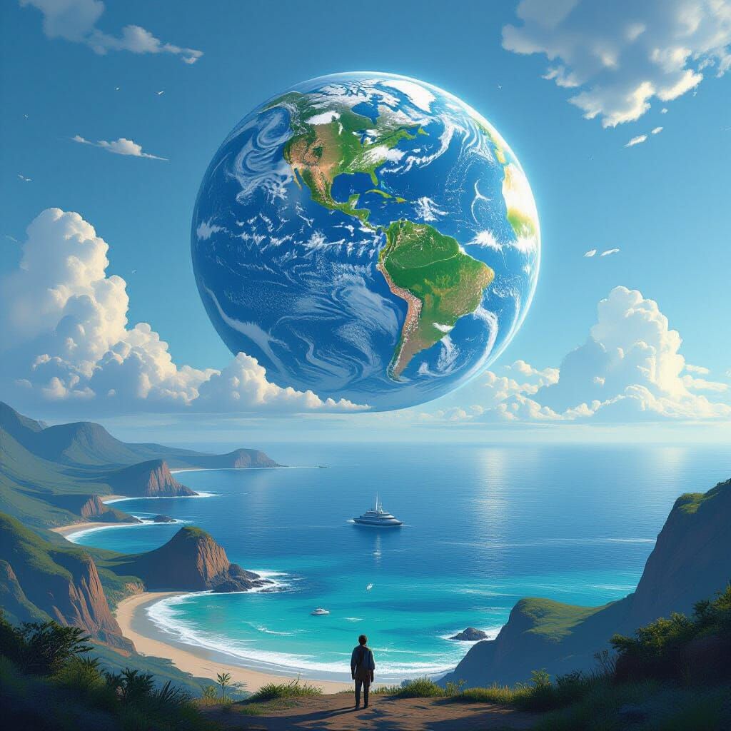 Surreal Earth with Dreamy, Futuristic Aesthetic