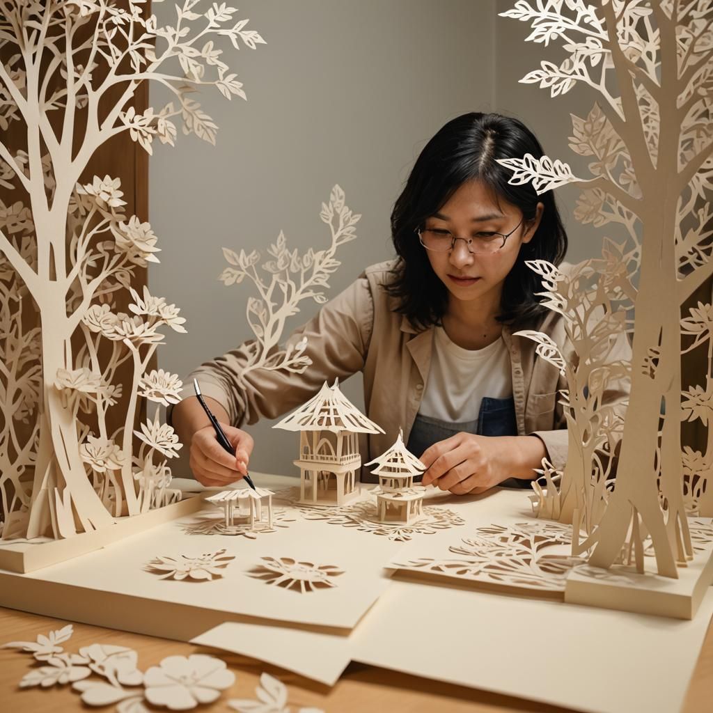Kirigami Artist Creating Paper Art