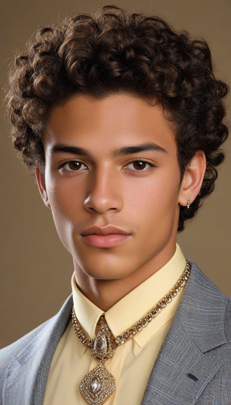 Elegant 17 year old boy, caramel skin African-American,