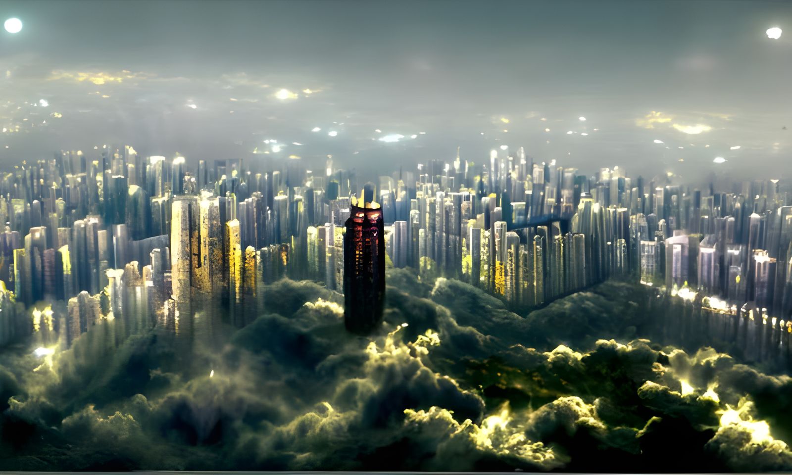 Hyperdetailed Futuristic Metropolis Aerial View