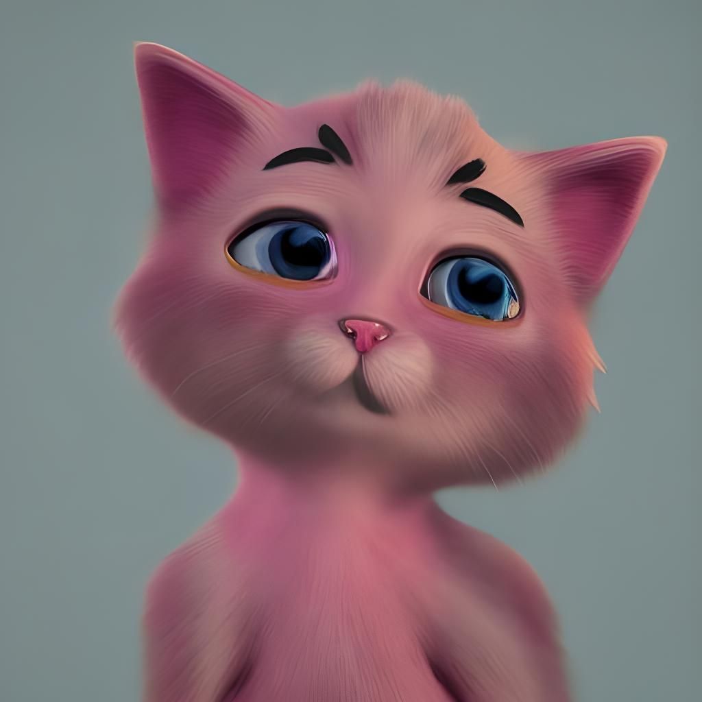 Adorable Pink Kitten in 3D Digital Art
