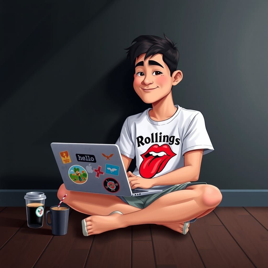 Realistic 4D Portrait of Young Man in Casual Attire