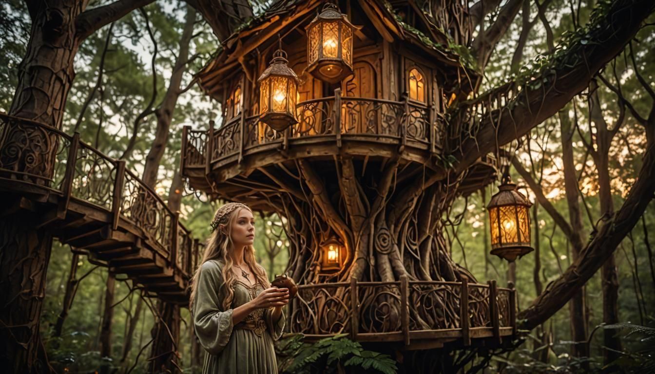 Enchanted Elven Treehouse in Natural Light