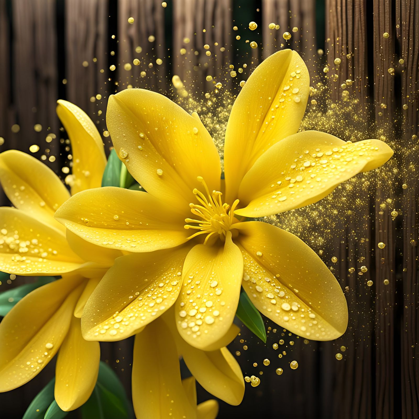 Close-up of Yellow Jasmine Flower with Fractal Effects